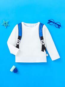 SHEIN Young Boy Round Neck Long Sleeve Printed Casual T-Shirt, Everyday Wear - Multicolor - View 2