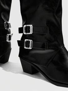 CUCCOO GRLICON Giày bốt cổ ngắn và bốt cổ cao dành cho nữ, Phong cách Y2K, Phong cách Punk, Phong cách Biker, Phong cách Cool Girl, Thích hợp cho Halloween, Giáng sinh, Tiệc tùng - màu đen - Xem 9