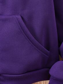 少女纯色卫衣，秋冬季 - 紫色 - 查看 6