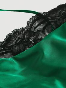 SHEIN MOD Robe vert femme à col drapé avec patchwork de dentelle, robe femme, robe femme pour le nouvel an, robe vampire, gothique, robe élégante, tenue femme, vêtements d'automne femme robe, robe verte sexy, costume de diable, robe vampire, robe de sorcière, tenue pour le Jour des Morts