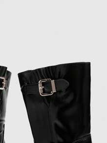 CUCCOO GRLICON 女式中筒靴，Y2K 风格，朋克摇滚，机车风，酷女孩装，适合万圣节、圣诞节和派对 - 黑色 - 查看 6