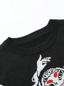 Manfinity EMRG Casual Men's Cartoon Pattern Dropped Shoulder Loose Pullover Sweater - Multicolor - View 4