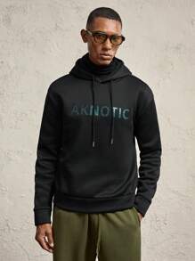AKNOTIC Men's Black Autumn Graphic Streetwear Holiday Hoodie,Sequin Embroidered Letter Loose Fit Drop Shoulder Long Sleeve Sweatshirt,Casual Party Gift - Black - View 6