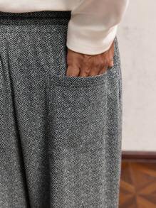 AKNOTIC Party 男士宽松松紧腰直腿休闲运动裤，适合日常穿着 - 紅白色 - 查看 4