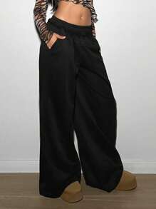 StreetHx Oversized Loose Fit Women Street-Style Sweatpants, - Black - View 1