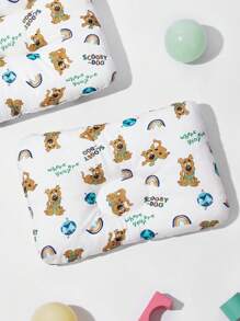 SCOOBY-DOO X SHEIN 6-12Months Cute Cartoon Print Soft Cotton Baby Pillow - Multicolor - View 2