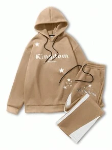 Manfinity EMRG Conjunto de dos piezas: sudadera con capucha y cordón y pantalón de chándal para hombre