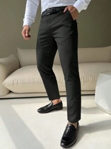 Manfinity Mode Men Slant Pocket Suit Pants Without Belt