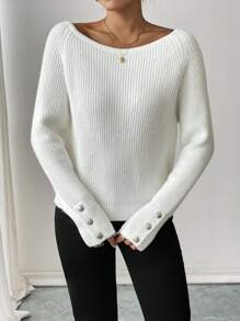 Calvaya Women French Style Casual Loose Pullover Sweater, Solid Color Raglan Sleeve, Autumn/Winter