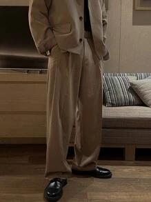 DAZY 2pcs/Set Men's Commuter Style Short Jacket And Shirt Suit - Brown - View 5