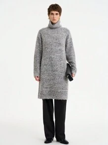 Aalyst Dames casual truijurk met hoge hals en gemengde stof, herfst/winter