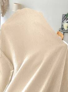SHEIN Essnce Quần ống rộng xếp ly eo không đối xứng màu trơn cỡ lớn cho nữ - Màu be - Xem 6