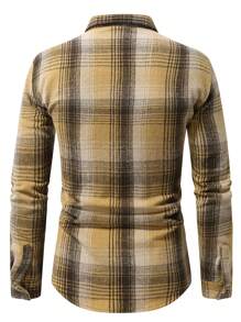 Manfinity Homme Men's Plaid Graphic Print Front Button Casual Long Sleeve Collar Shirt (Non-Striped), For Going Out