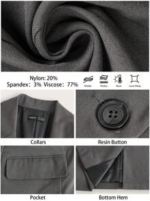 BizChic Women Long Sleeve Blazer, Office Business Attire For Spring Summer, Elegant For Holiday, Thanksgiving, New Year - Dark Grey - View 3