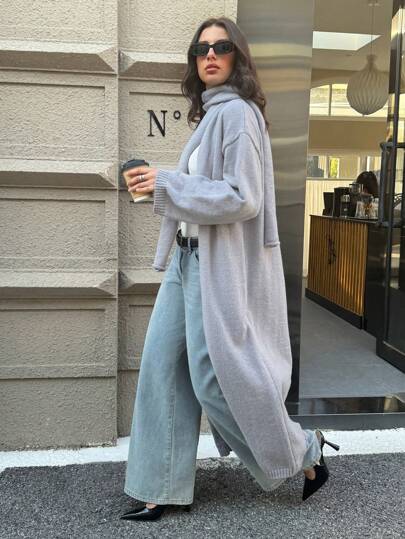 Forever 21 秋冬女式灰色长款毛衣/围巾/丑陋的圣诞毛衣/丑陋的女士毛衣/圣诞节/新年/节日派对女士开衫/节日/新年/宽松毛衣开衫/长袖开衫/新年前夜/新年/圣诞派对女士开衫/节日女士 S/节日 S/圣诞节 S/Y2k/宽松/复古/派对装/街头风格/优雅 S/日常装/V 领/休闲条纹毛衣开衫