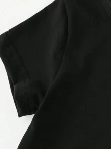 SHEIN 1 pieza Camiseta de cuello redondo con gráfico de texto de bendición del Año Nuevo Lunar, talla grande, informal, para niñas, regalo de Año Nuevo