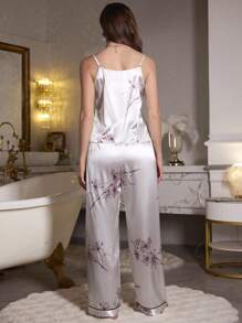 LuxeNights Floral Print Camisole & Pants Pajama Set, Loungewear