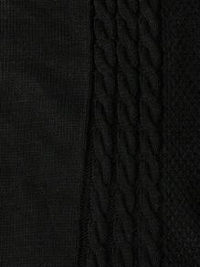 RueChic Men Cable Knit Crew Neck Regular Sweater - Black - View 5