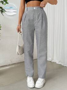SHEIN EZwear Striped Print High Waist Straight Leg Pants
