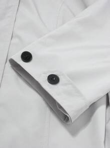 Manfinity Homme 男士休闲纯色连帽风衣，秋季基本款工作浅灰色风衣，适合朋友、丈夫、男朋友的礼物 - 灰色 - 查看 5