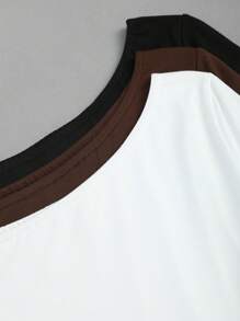 SHEIN Unity 女士休闲纯色不对称领修身长袖 T 恤，秋季 - 彩色 - 查看 6