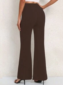 Chiquease Pantaloni lunghi svasati casual e larghi di colore tinta unita per donne