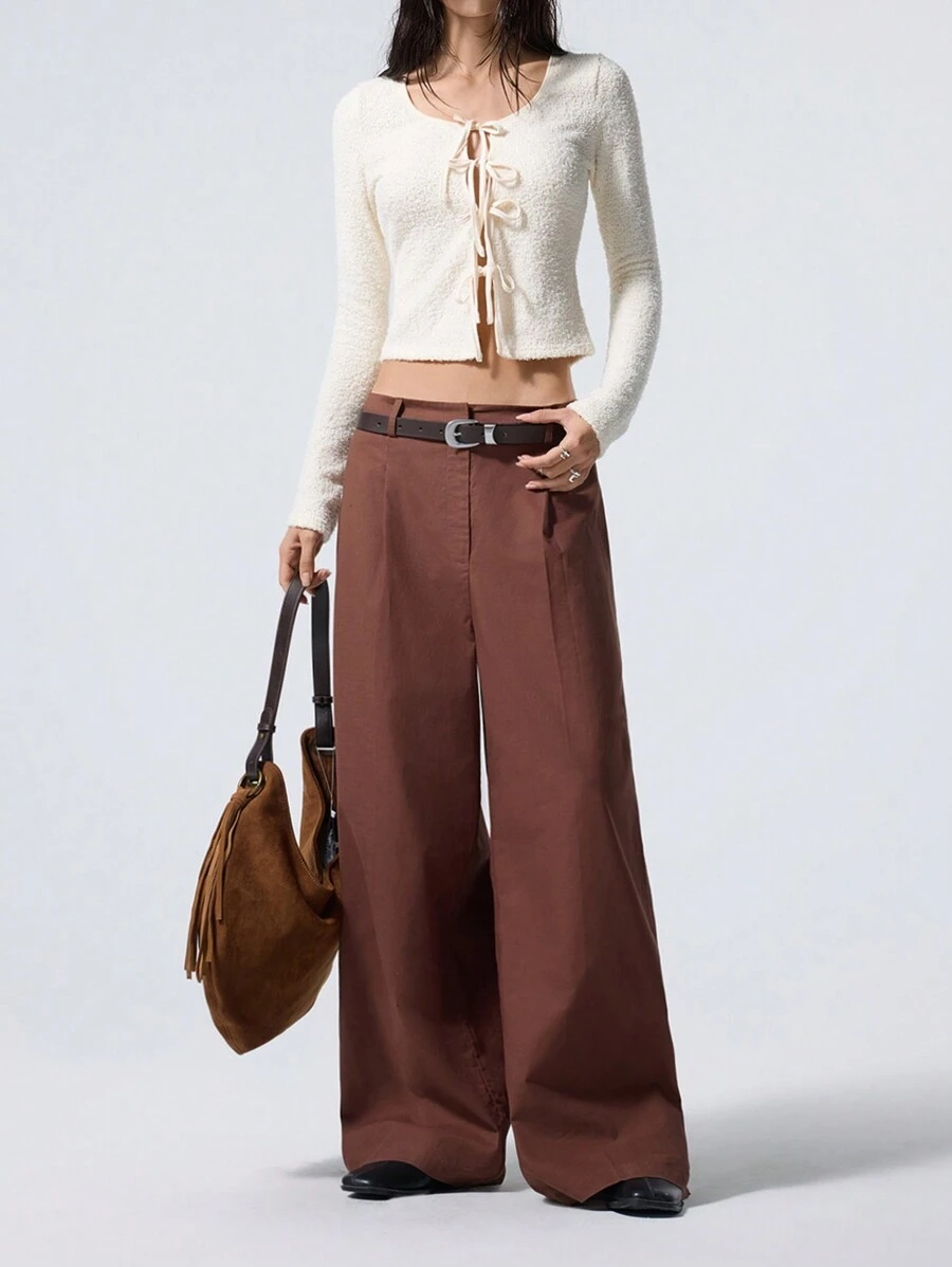 LYSMO Ramadan Women's Casual Simple Fashion Everyday Pants - Brown - View 1