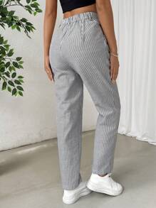 SHEIN EZwear Striped Print High Waist Straight Leg Pants