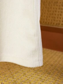 SHEIN LUNE Falda casual/para el hogar/para exteriores de mujer con abertura y textura - Albaricoque - Ver 4