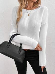 SHEIN LUNE Neuer europäischer und amerikanischer Stil, lässiger schlank sitzender, handgestrickter Damen-Pullover mit Schmetterlings-Blumen-Muster, modische Strickware für Herbst/Winter