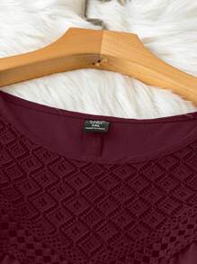 SHEIN LUNE Große Größen T-Shirt mit einfarbigem Kontrast-Spitzendesign, ärmelos, Sommer