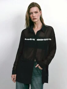 Maija 1 chiếc áo cánh màu xám sequin thời trang dành cho nữ - Xám - Xem 7