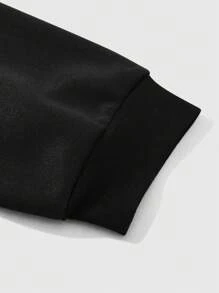 ROMWE MEN Veste décontractée à manches longues imprimée avec boutons devant, style minimaliste - Noir - Voir 3