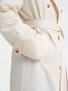 Aalyst Herfst casual effen kleur double-breasted lange trenchcoat