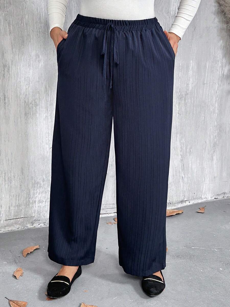 大码休闲宽松纯色裤子 - 彩色 - 查看 1