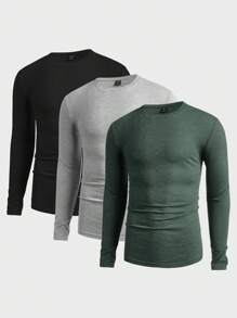Manfinity VCAY Men Crew Neck Long Sleeve Simple Casual Tops