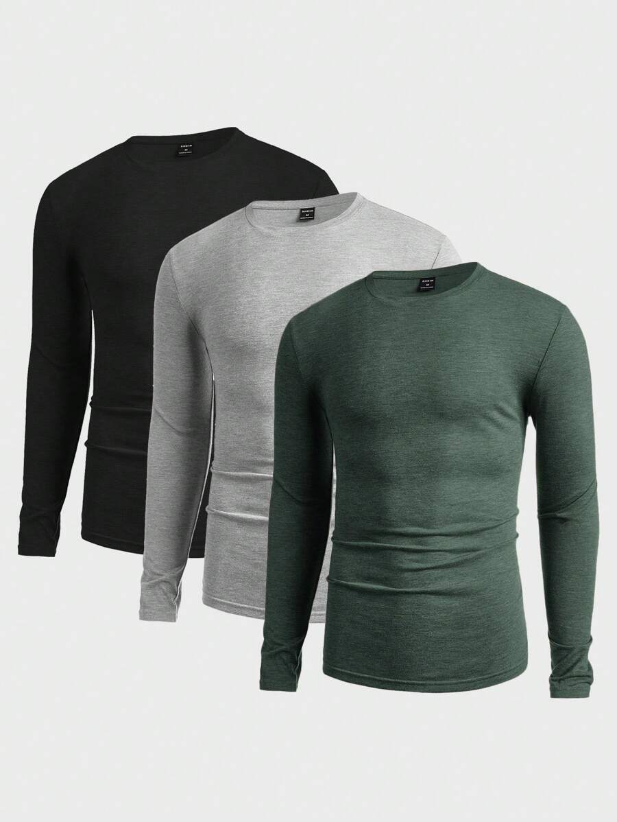 Manfinity VCAY Men Crew Neck Long Sleeve Simple Casual Tops
