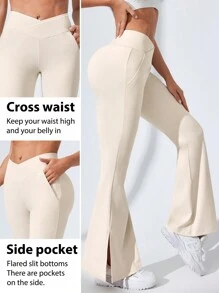 Women's Solid Color Minimalist Sports Pants, Casual Daily Wear