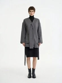 Aalyst Women's Solid Dropped Shoulder Long Sleeve Pocket Loose Casual Jacket, Autumn/Winter