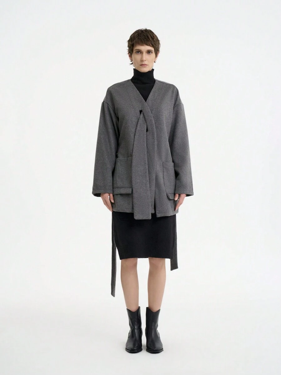 Aalyst Women's Solid Dropped Shoulder Long Sleeve Pocket Loose Casual Jacket, Autumn/Winter