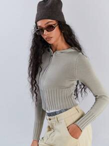 Athîral Women's Casual Solid Color Zip-Up Hoodie Cardigan, Autumn