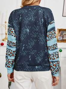 SHEIN LUNE Women's Christmas Slogan & Santa Claus Print Casual Crew Neck Long Sleeve Sweatshirt, Autumn Pullover Fall - Multicolor - View 2