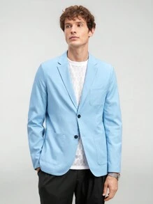 Manfinity VCAY Men Woven Long Sleeve Formal Business Casual Regular Fit Blazer, Suitable For Daily Wear, Spring & Summer