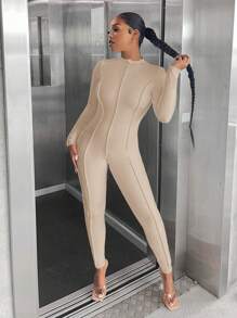 SHEIN SXY Mono entallado de un solo color talla grande, informal, para otoño/invierno