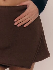 MUSERA 裹身式前片短裙，优雅夏季性感晚宴休闲装 - 棕色 - 查看 4