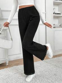 SHEIN Frenchy Pantalones casuales de unicolor para mujer, simples y de moda para uso diario