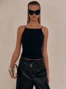 MUSERA Slinky Solid Cami Top Casual Summer