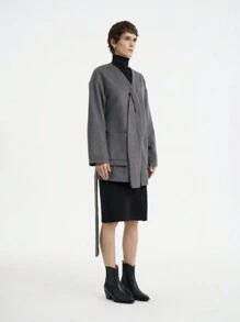 Aalyst Women's Solid Dropped Shoulder Long Sleeve Pocket Loose Casual Jacket, Autumn/Winter