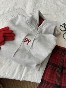 DAZY Sudadera holgada informal con capucha para mujeres con bordado de mariposa, manga larga, otoño