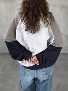 FRIFUL Women Casual Colorblock Raglan Sleeve Sweatshirt For Autumn/Winter